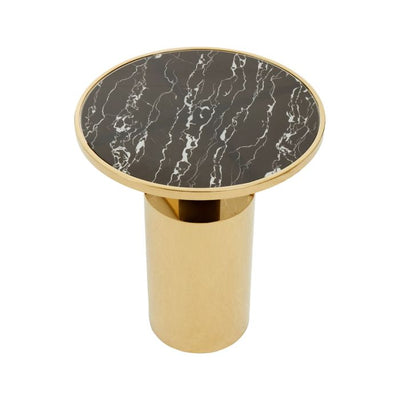 Norfolk Luxury Oria Black Marble Effect Gold Base Side Table