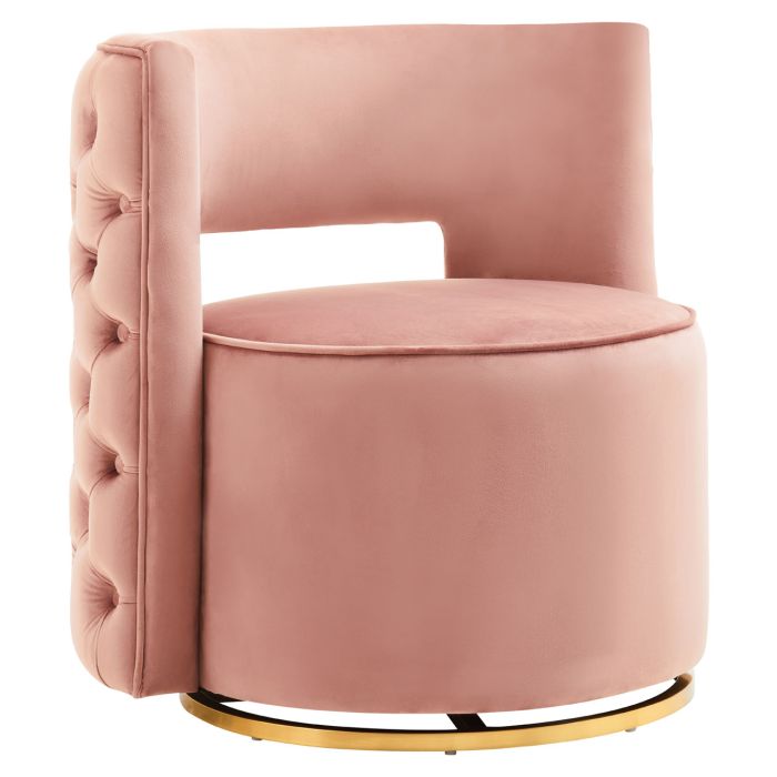 Norfolk Luxury Pink Velvet Swivel Chair